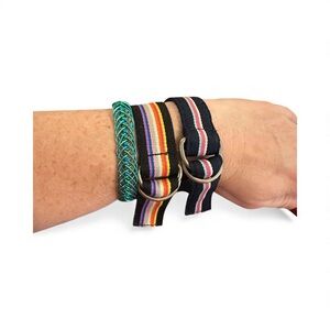 Y2K Bracelet Lot Multicolor Stripes and metal